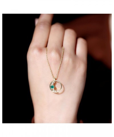 Real Emerald Minimal Open Circle Pendant Necklace| AAA Quality| Birthday/Anniversary Jewelry for Women 18K Yellow Gold $195.1...