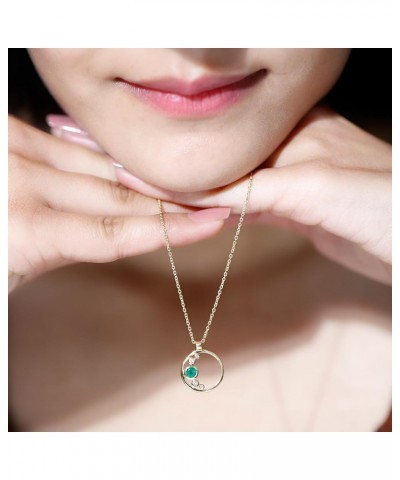 Real Emerald Minimal Open Circle Pendant Necklace| AAA Quality| Birthday/Anniversary Jewelry for Women 18K Yellow Gold $195.1...