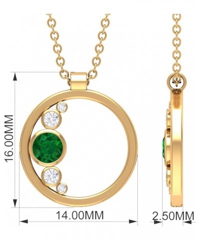 Real Emerald Minimal Open Circle Pendant Necklace| AAA Quality| Birthday/Anniversary Jewelry for Women 18K Yellow Gold $195.1...