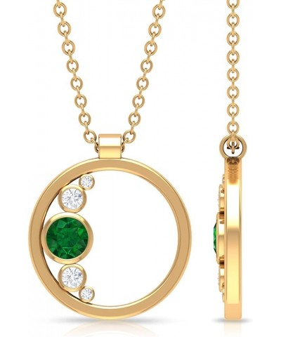 Real Emerald Minimal Open Circle Pendant Necklace| AAA Quality| Birthday/Anniversary Jewelry for Women 18K Yellow Gold $195.1...