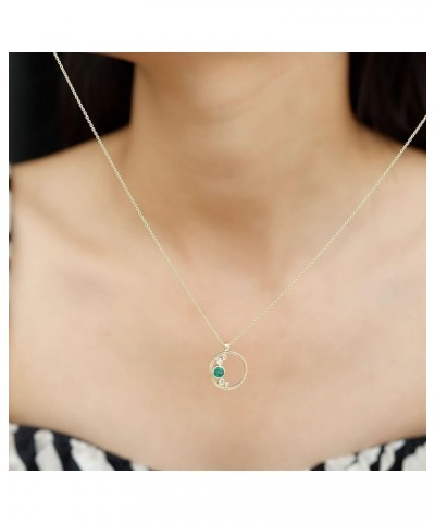 Real Emerald Minimal Open Circle Pendant Necklace| AAA Quality| Birthday/Anniversary Jewelry for Women 18K Yellow Gold $195.1...