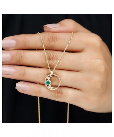 Real Emerald Minimal Open Circle Pendant Necklace| AAA Quality| Birthday/Anniversary Jewelry for Women 18K Yellow Gold $195.1...