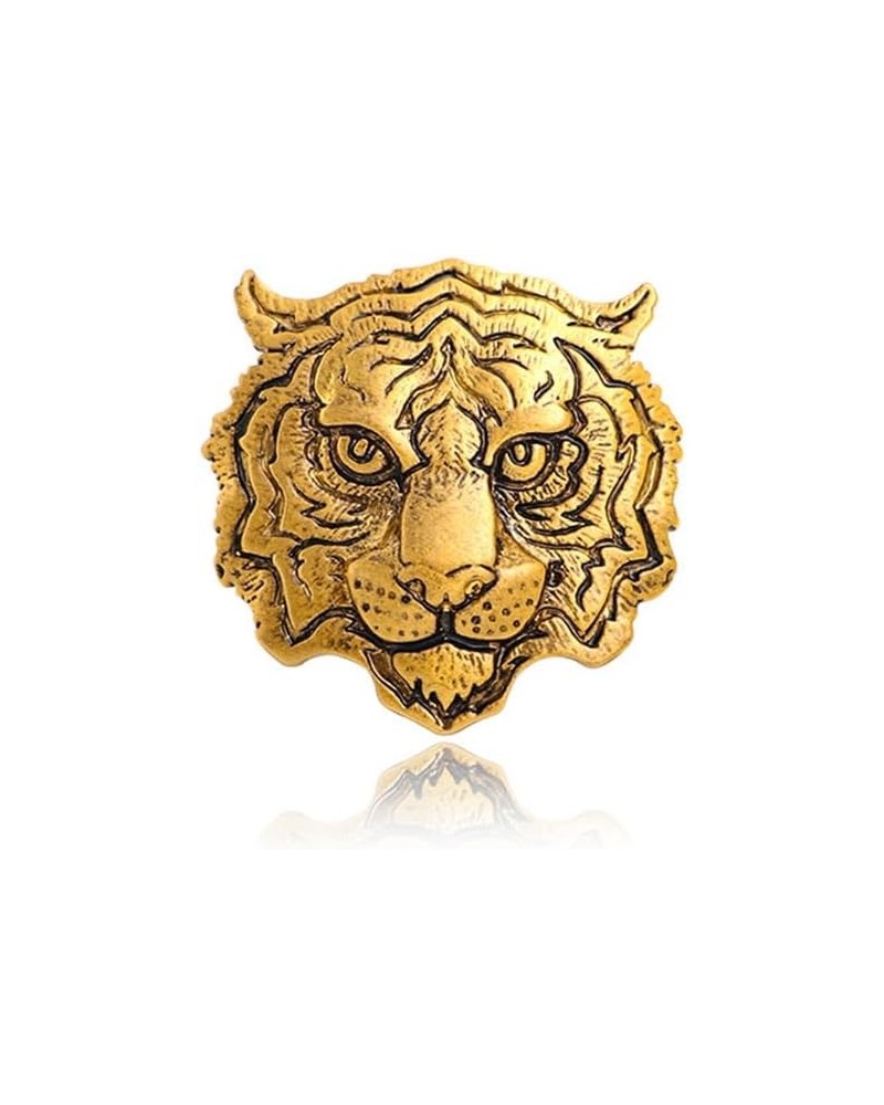 Vintage Gold Tiger Face Brooch pins, animal brooches, West trim pins, shirt studs, lapel pins for women and men，Dainty Christ...