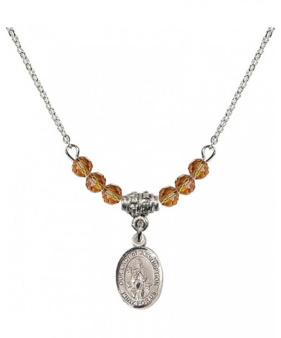 November Birth Month Bead Necklace with Catholic Patron Saint Petite Charm, 18 Inch Our Lady of Assumption $32.44 Necklaces