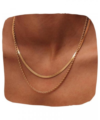 Hey Harper Gold Herringbone Necklace For Women Nassau Set - Waterproof Sweatproof Non Tarnish Jewerly - 14K PVD Layered Gold ...