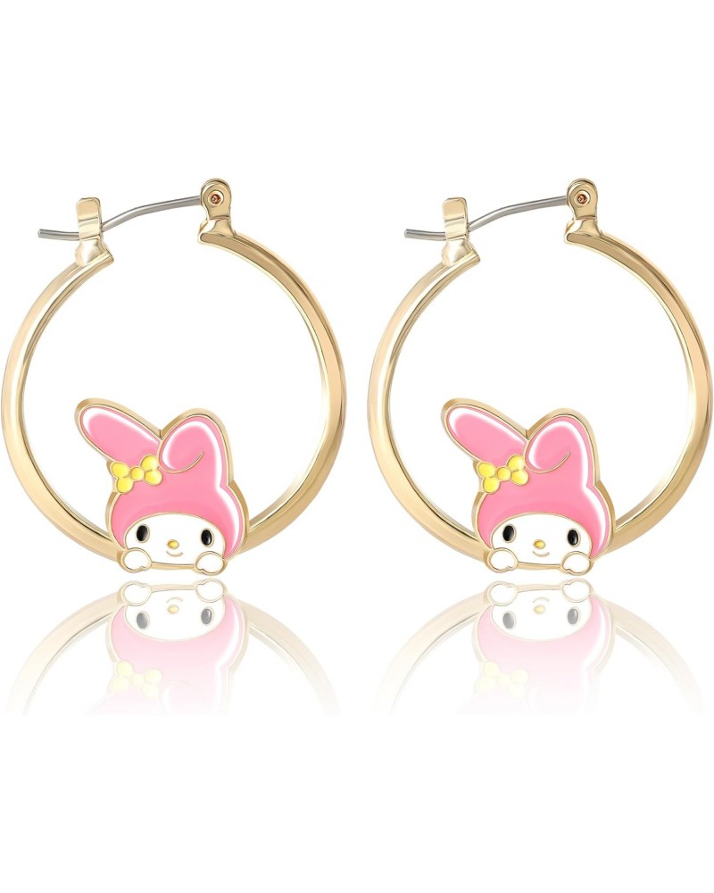 Sanrio Womens My Melody Hoop Earrings - Imit. Flash Plated and Enamel My Melody Earrings Officially Licensed $12.00 Earrings