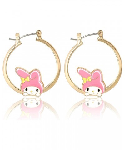 Sanrio Womens My Melody Hoop Earrings - Imit. Flash Plated and Enamel My Melody Earrings Officially Licensed $12.00 Earrings