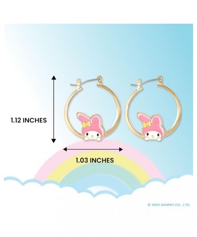 Sanrio Womens My Melody Hoop Earrings - Imit. Flash Plated and Enamel My Melody Earrings Officially Licensed $12.00 Earrings