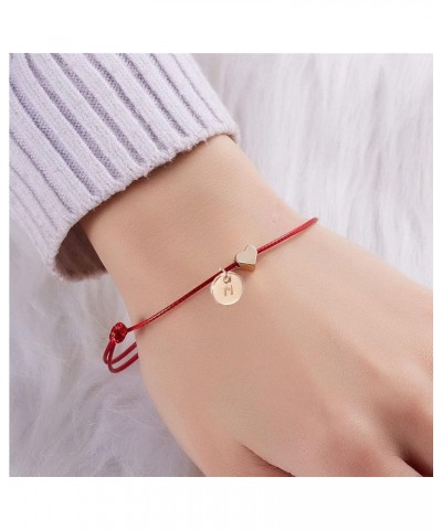 26 Letters Red String Bracelet Love Heart Alphabet Bracelet for Men Women Adjustable Heart Initial Bracelet Jewelry J $8.24 B...