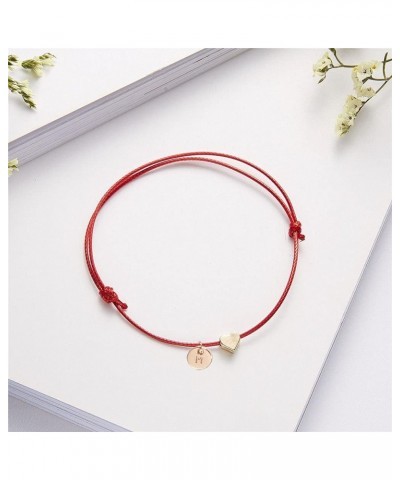 26 Letters Red String Bracelet Love Heart Alphabet Bracelet for Men Women Adjustable Heart Initial Bracelet Jewelry J $8.24 B...