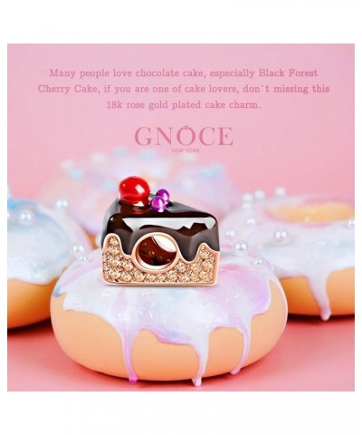 Black Forest Gateau Cute 3D Chocolate Cake Charm 18K Rose Gold Plated Sterling Silver Crystal Charms Beads Pendants Sweet Cak...