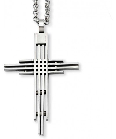 Stainless Steel Brushed Cross Pendant 24in Necklace $34.13 Necklaces