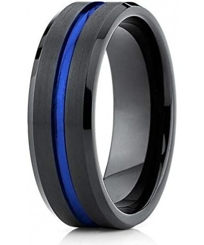 Blue Tungsten Wedding Band,Black Tungsten Ring,8mm Blue Wedding Band,Tungsten Carbide Ring,Blue Ring,Anniversary Ring,Engagem...