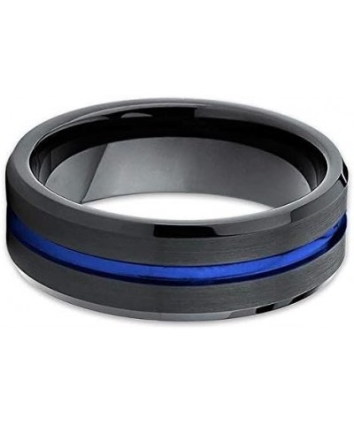 Blue Tungsten Wedding Band,Black Tungsten Ring,8mm Blue Wedding Band,Tungsten Carbide Ring,Blue Ring,Anniversary Ring,Engagem...