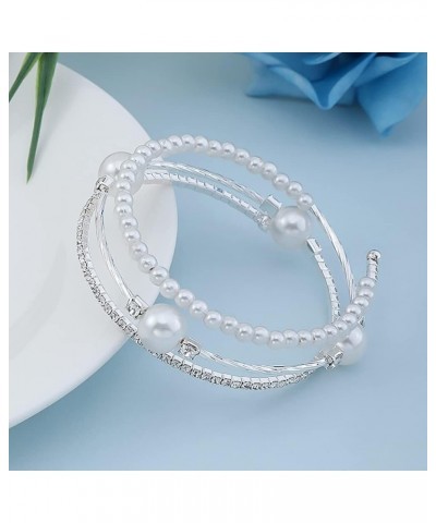 Multi-loop Alloy Rhinestone Bracelet Opening Adjustable Size Spiral Wrap Bangle Band for Women Girls Type2 Silver $8.09 Brace...