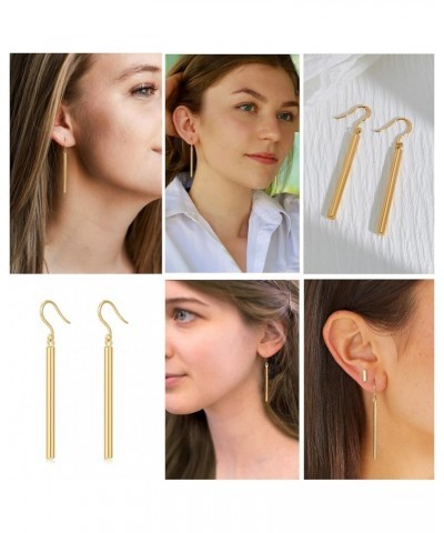 Long Metal Bar Dangle Drop Earrings for Women Minimalist Long Thin Earrings Geometric Jewelry Gifts Gold Black Silver Gold Ba...