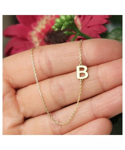 Mini Sideways Initial Necklace for Women 18K A-Z Letter Side Choker Dainty Cute Tiny Alphabet Personalized Name Necklaces Gif...