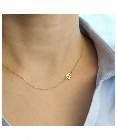 Mini Sideways Initial Necklace for Women 18K A-Z Letter Side Choker Dainty Cute Tiny Alphabet Personalized Name Necklaces Gif...