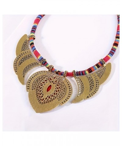 Ethnic Style Chunky Colorful Ethnic Festival Tribal Beaded Bib Collar Choker Costume Necklace Colorful Set $10.11 Necklaces