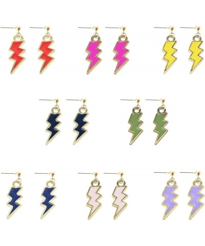 8 Pairs Delicate Cute Dangle Lightning Bolt Drop Hook Earrings Alloy Punk Women Party Jewelry 8 Pairs-Gold $5.31 Earrings