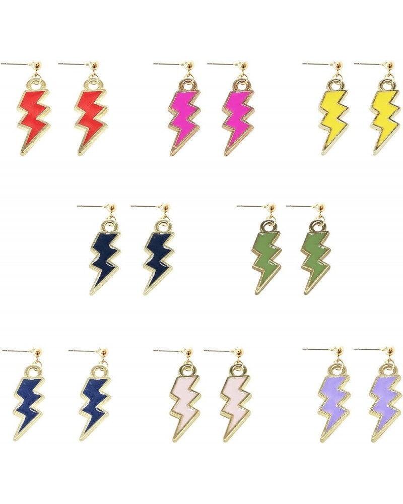 8 Pairs Delicate Cute Dangle Lightning Bolt Drop Hook Earrings Alloy Punk Women Party Jewelry 8 Pairs-Gold $5.31 Earrings