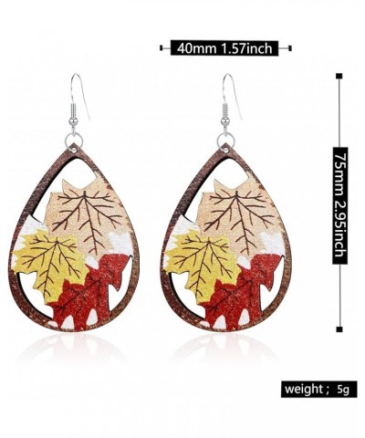 Fall Earrings for Women Thanksgiving Day Wooden Painted Earrings Cute Pumpkin Maple Leaf Sunflower Teardrop Dangle Earrings L...