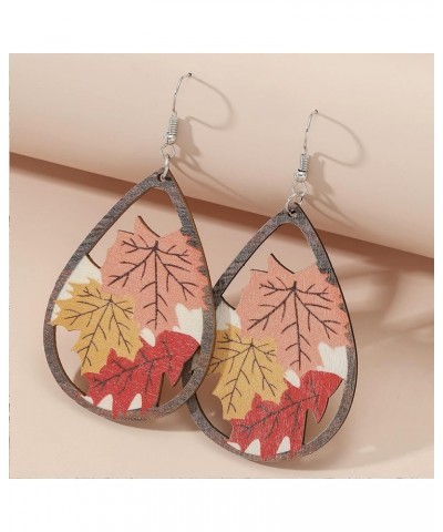 Fall Earrings for Women Thanksgiving Day Wooden Painted Earrings Cute Pumpkin Maple Leaf Sunflower Teardrop Dangle Earrings L...