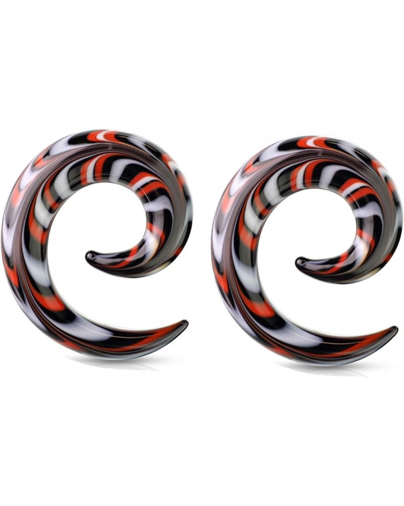 Pair of Red Black Glass Ear Plugs Tapers Spirals Horseshoes Tapers Gauges 4g 2g 0g 00g 1/2 9/16 5/8 4g 5mm $10.55 Body Jewelry