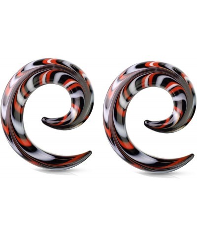 Pair of Red Black Glass Ear Plugs Tapers Spirals Horseshoes Tapers Gauges 4g 2g 0g 00g 1/2 9/16 5/8 4g 5mm $10.55 Body Jewelry