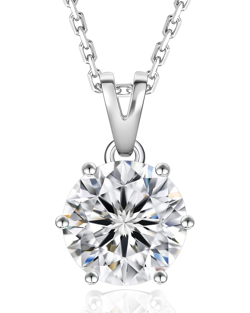 KRKC&CO Moissanite Necklace for Women, Lab Created Solitaire Diamond Pendant for Her, 4/6-Prong, GRA Certificate, Gift for An...