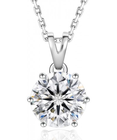 KRKC&CO Moissanite Necklace for Women, Lab Created Solitaire Diamond Pendant for Her, 4/6-Prong, GRA Certificate, Gift for An...