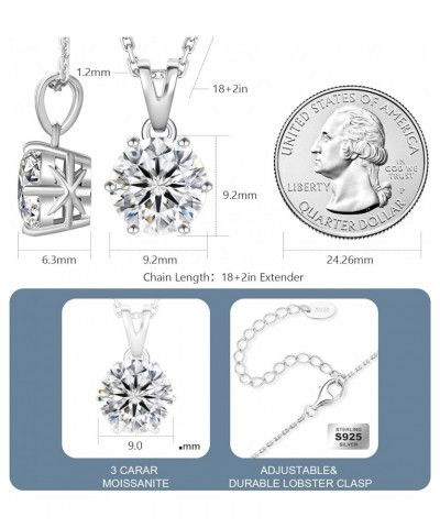 KRKC&CO Moissanite Necklace for Women, Lab Created Solitaire Diamond Pendant for Her, 4/6-Prong, GRA Certificate, Gift for An...