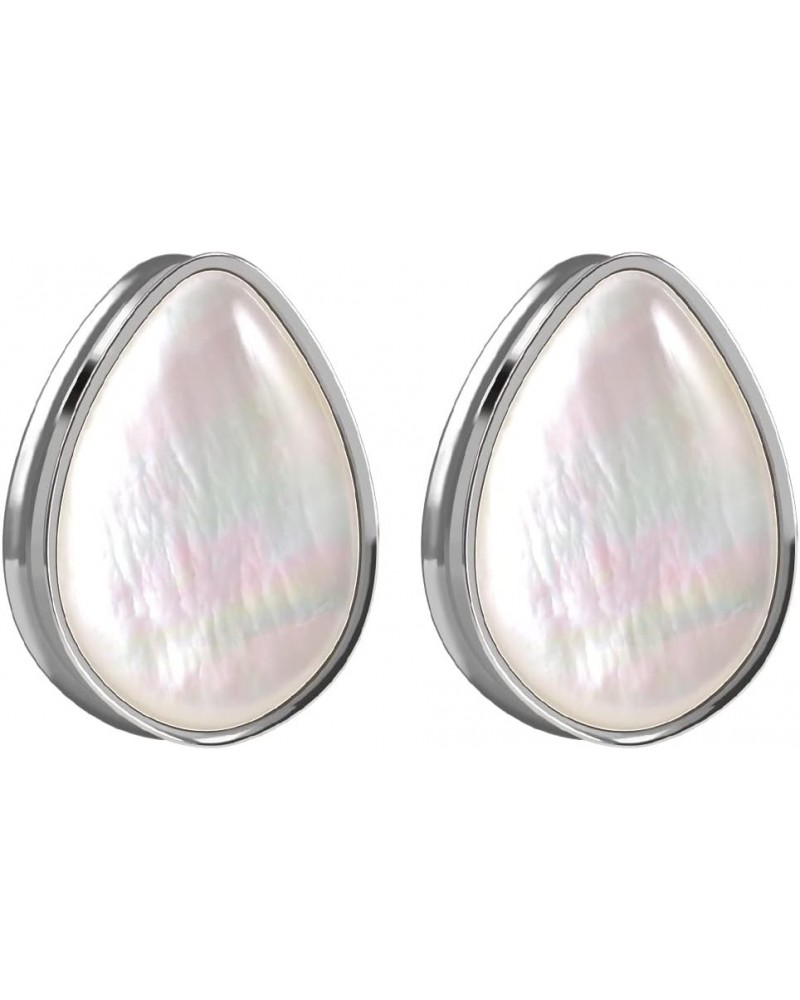 2PCS 8mm-25mm Pearl Shell Ear Gauges Saddle Tunnels 316L Stainless Steel Teardrop Heart Shape Double Flared Plugs Expander St...