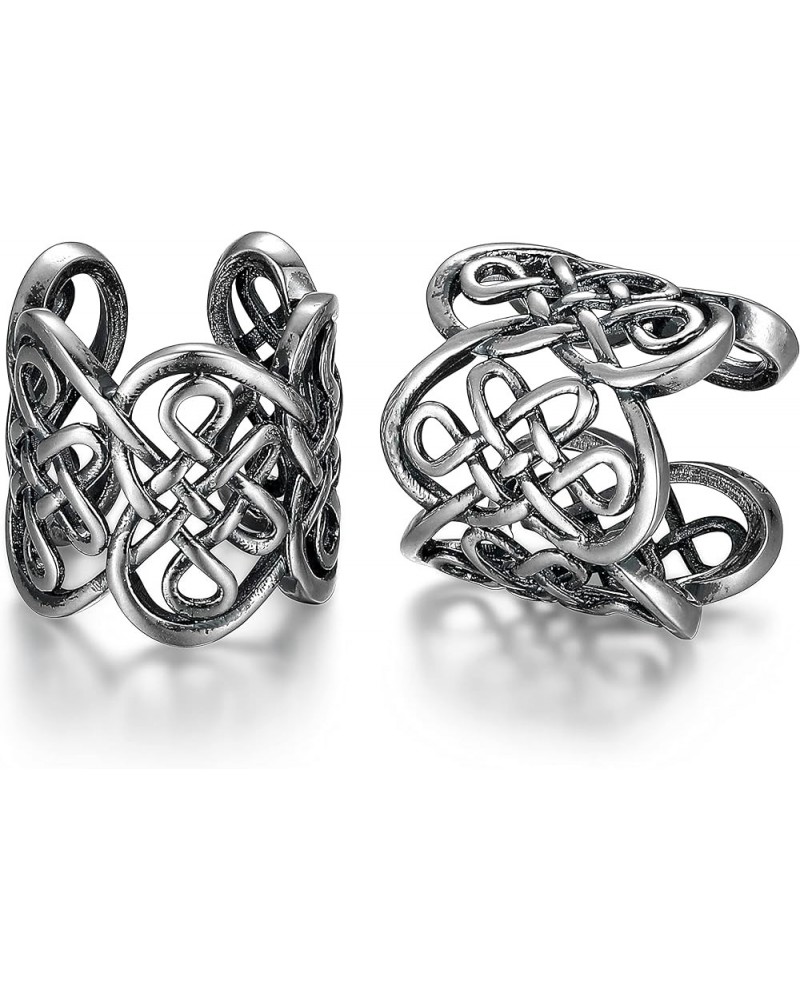 Celtic Heart Knot Ear Cuff Earrings For Women - Oxidized 925 Sterling Silver Ear Cuff - Mid To Top No Piercing Ear Cuff For U...