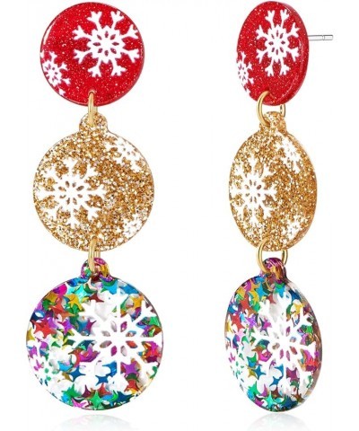 Colorful Christmas Dangle Earrings for Women Multiple styles Christmas Acrylic Earrings Sparkling Xmas $7.77 Earrings