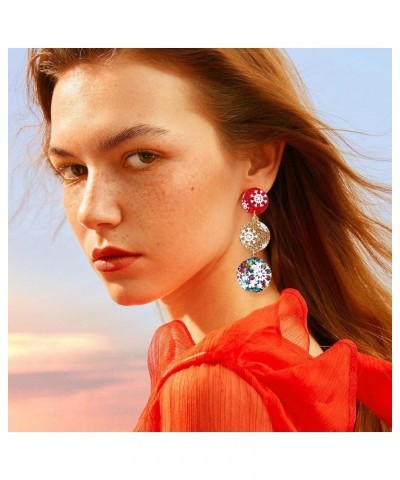 Colorful Christmas Dangle Earrings for Women Multiple styles Christmas Acrylic Earrings Sparkling Xmas $7.77 Earrings