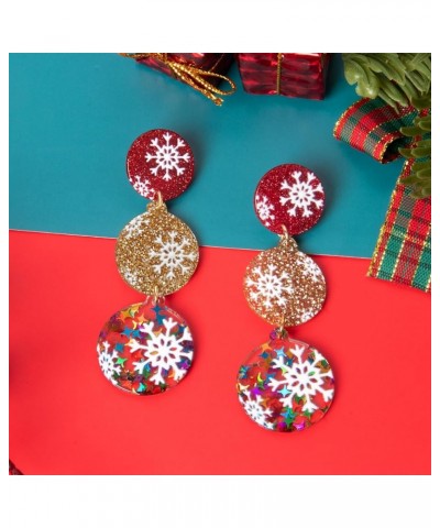 Colorful Christmas Dangle Earrings for Women Multiple styles Christmas Acrylic Earrings Sparkling Xmas $7.77 Earrings