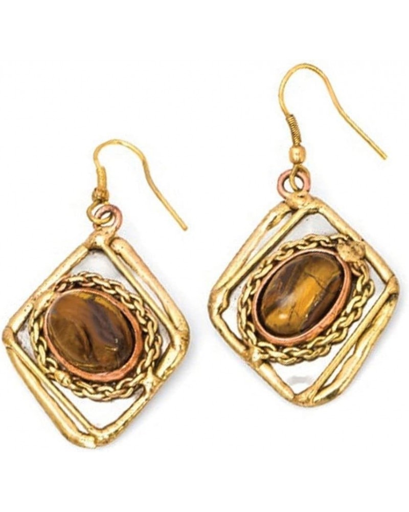 E2204 Mixed Metal Earrings with Tiger Eye $11.01 Earrings