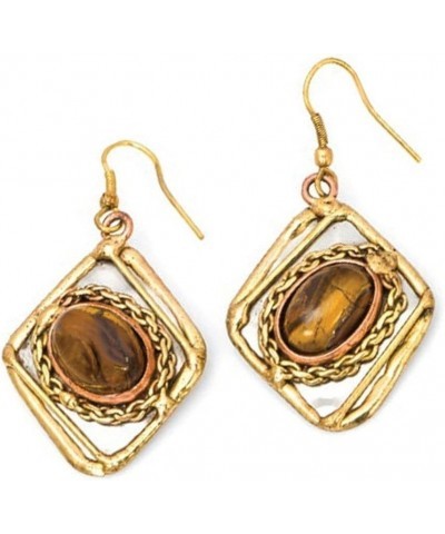 E2204 Mixed Metal Earrings with Tiger Eye $11.01 Earrings