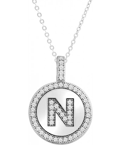 Initial Necklace Sterling Silver Cubic Zirconia Initial Pendant Circle Letter Necklaces for Women N $15.05 Necklaces