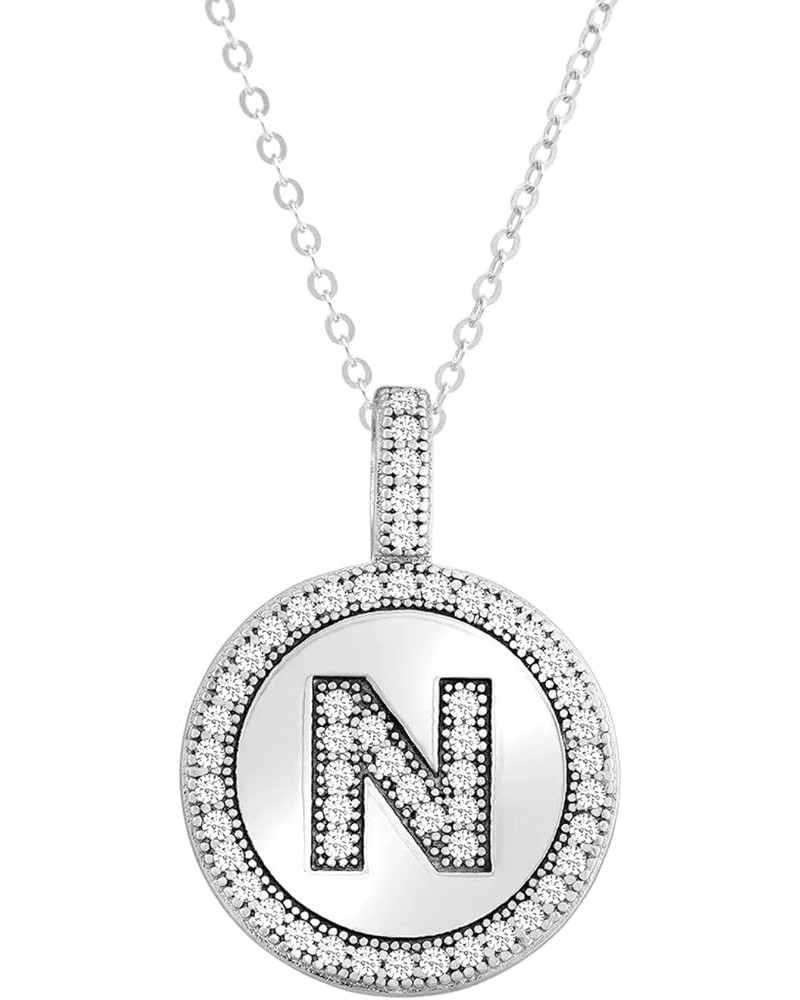 Initial Necklace Sterling Silver Cubic Zirconia Initial Pendant Circle Letter Necklaces for Women N $15.05 Necklaces