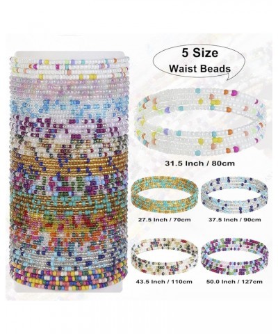 27.5-50Inch Waist Beads for Women Plus Size Colorful Beaded Body Chain Elastic String Waist Chain Beach Bikini Belly Chains S...