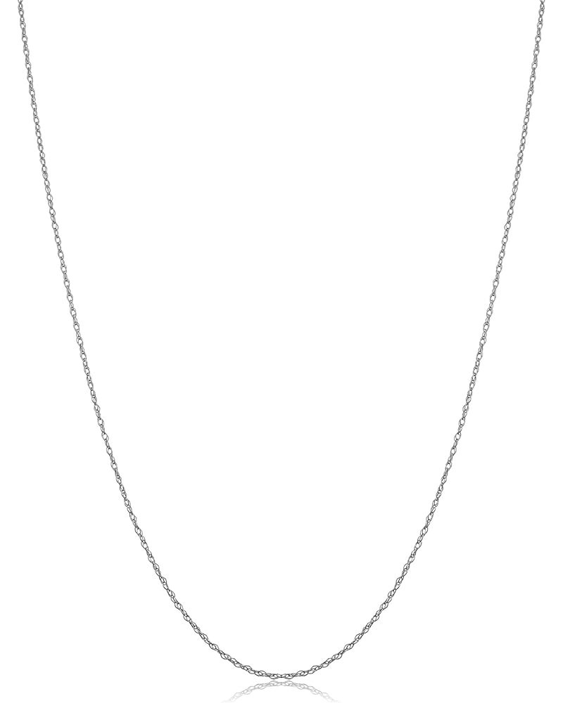 10k White Gold Delicate Lightweigtht Thin Rope Chain Necklace For Women (14, 16, 18, 20, 24 or 30 inch - 0.7 mm) 20 inch $20....