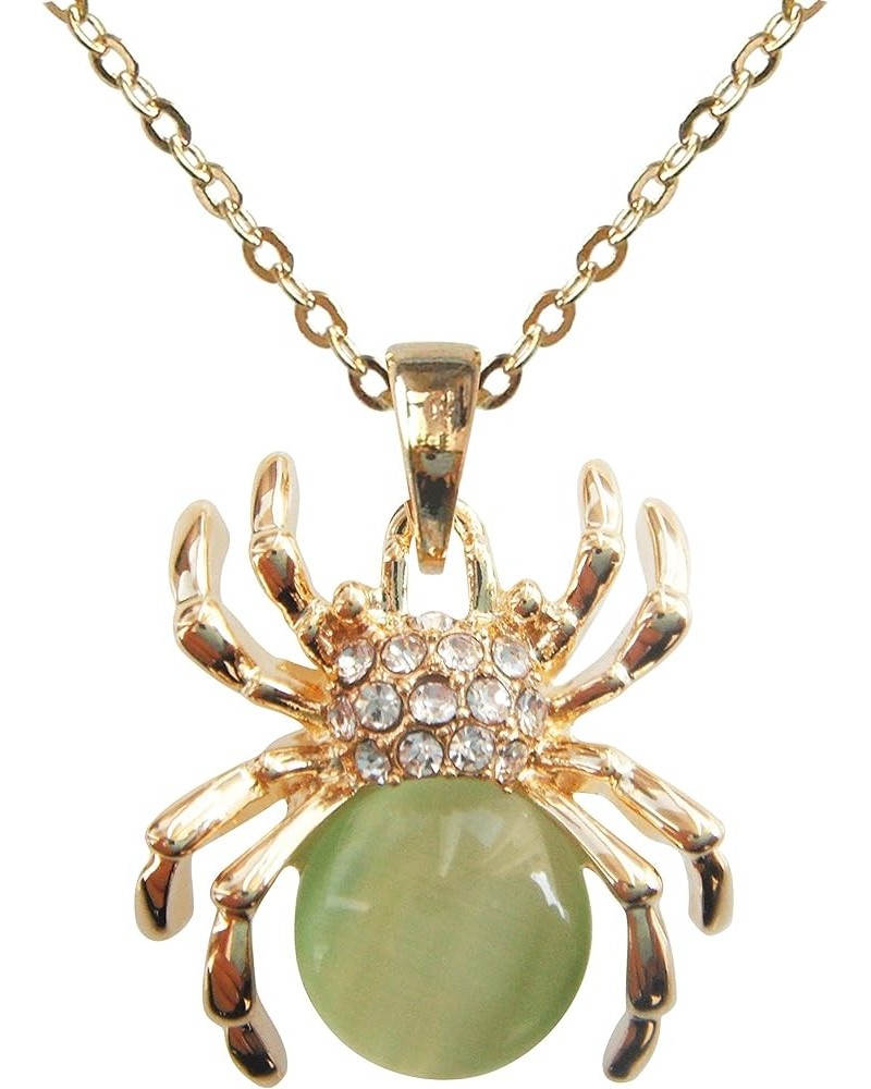 18k Gold Plated Opal Crystal Spider Pendant Necklace 16"+2 Green $8.66 Necklaces