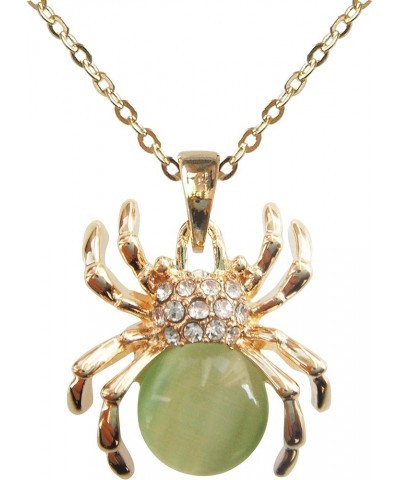 18k Gold Plated Opal Crystal Spider Pendant Necklace 16"+2 Green $8.66 Necklaces