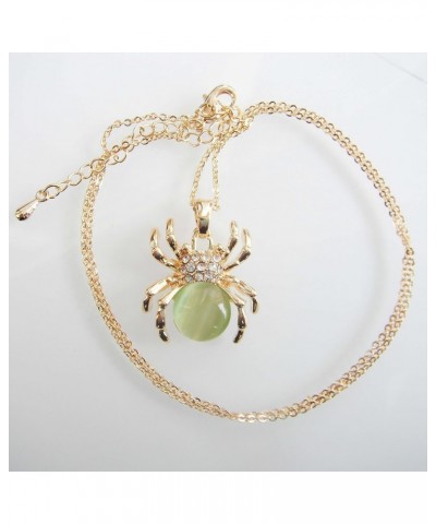 18k Gold Plated Opal Crystal Spider Pendant Necklace 16"+2 Green $8.66 Necklaces