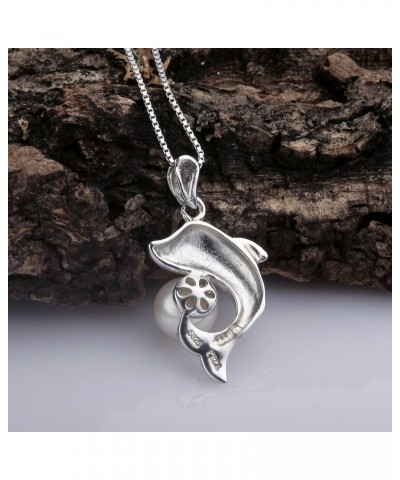 Dolphin Pearl Necklace with 5-6mm Freshwater Cultured Pearl 925 Sterling Silver Chain Dolphin Jewelry for Women $17.97 Necklaces