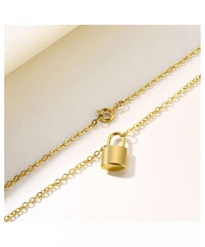 Lock Initial Necklaces Stainless Steel Padlock Letter Pendant Necklace for Women Personalized Jewelry F $8.09 Necklaces