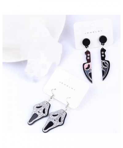 Halloween Earrings Horror Skull Knife Dangle Drop Earrings Gothic Earring Dagger Earrings Halloween Jewelry Gifts for Women k...