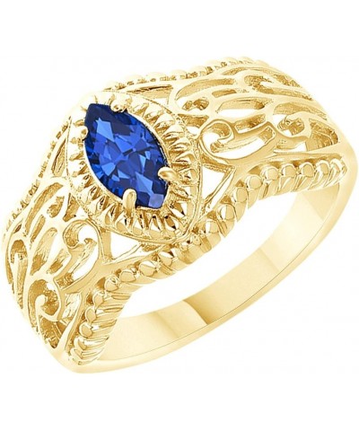 Marquise Cut Simulated Blue Sapphire Solitaire Ring in 14k Gold Over Sterling Silver (0.57 Cttw) yellow-gold-plated-silver $3...